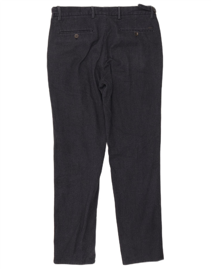 Pantaloni chino da uomo Massimo Dutti EU 42 Large W32 L30 Blu navy a spina di pesce