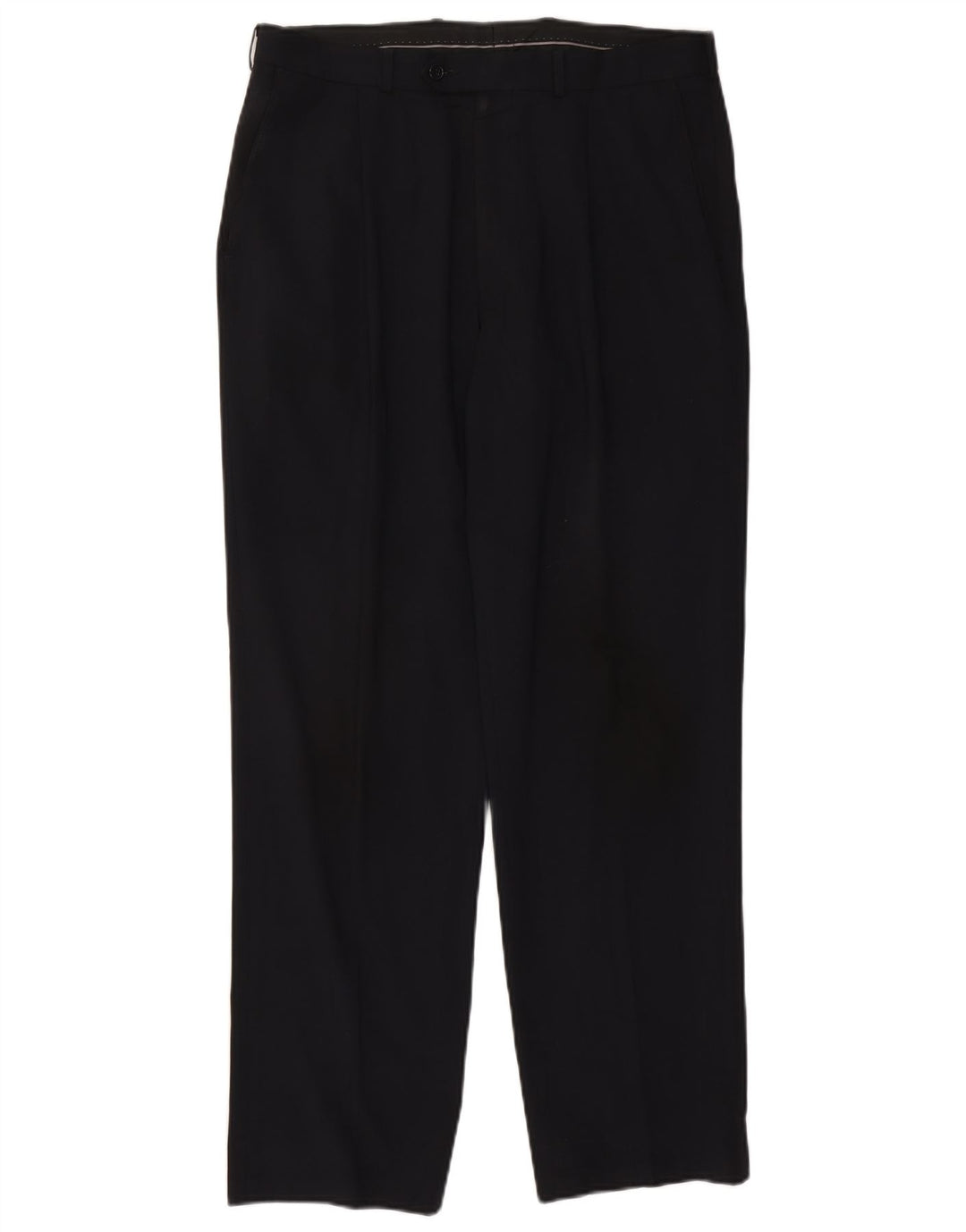 Pantaloni da abito con pegging da uomo Marks & Spencer W34 L31 poliestere blu navy