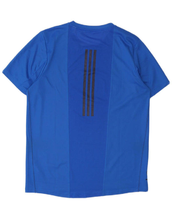 T-shirt grafica da uomo Adidas Top grande in poliestere blu