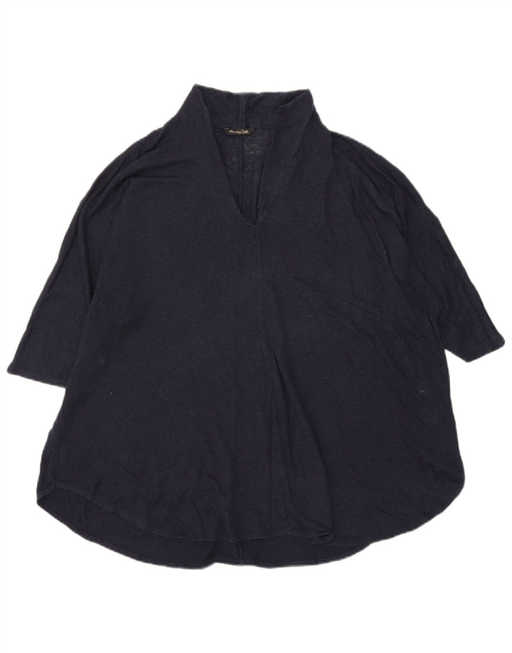 Camicetta da donna Massimo Dutti Top UK 18 XL Lino blu navy