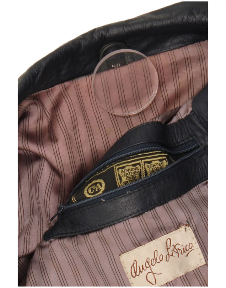 ANGELO LITRICO Giubbotto Donna in Pelle Militare IT 50 XL Pelle Blu Navy