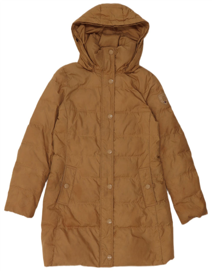 Cappotto imbottito con cappuccio da donna Tommy Hilfiger UK 10 piccolo poliestere marrone