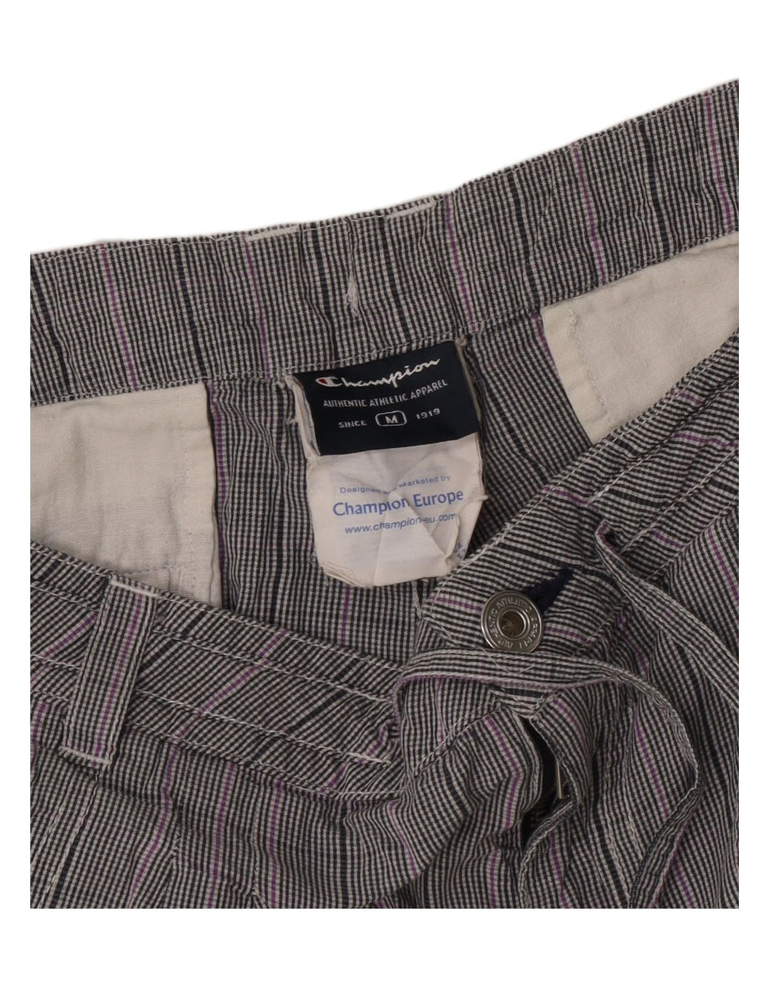 Pantaloncini casual da donna Champion medi W30 in cotone a quadri grigi