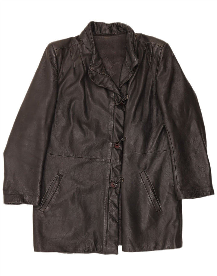 Cappotto in pelle da donna vintage IT 46 grande in pelle nera