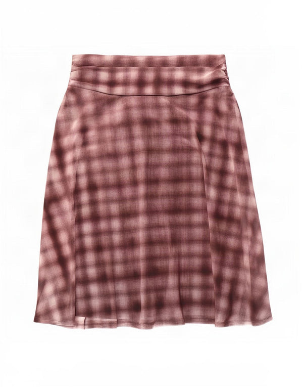 Gonna svasata da donna Marks & Spencer UK 18 XL W36 Poliestere a quadri bordeaux
