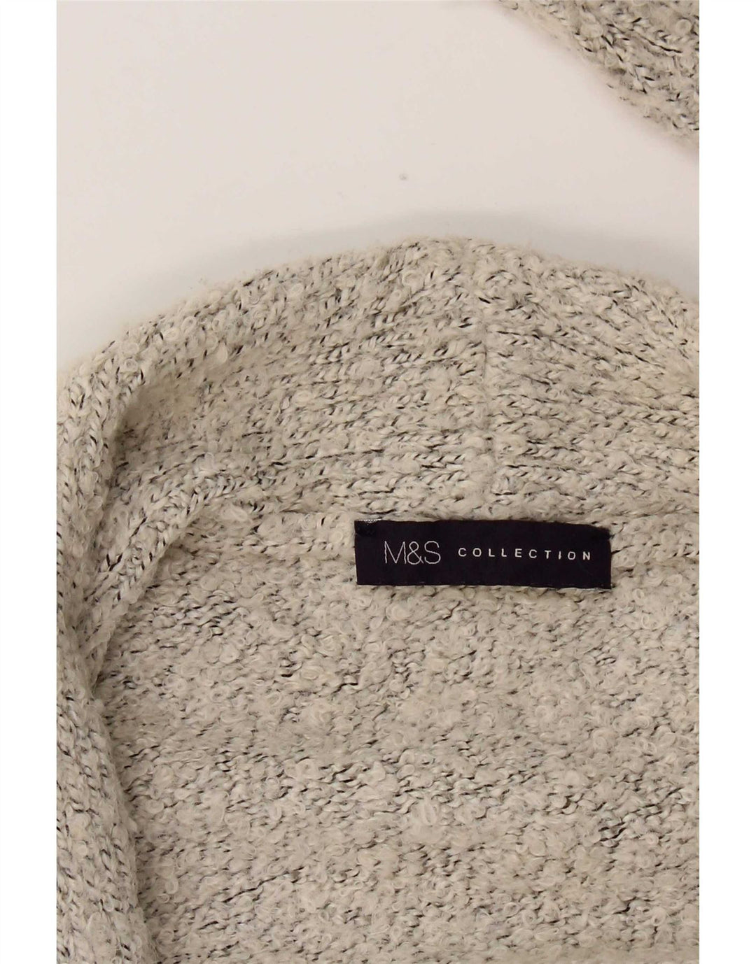 Maglione cardigan aperto corto Marks & Spencer da donna UK 14 Grigio medio chiazzato
