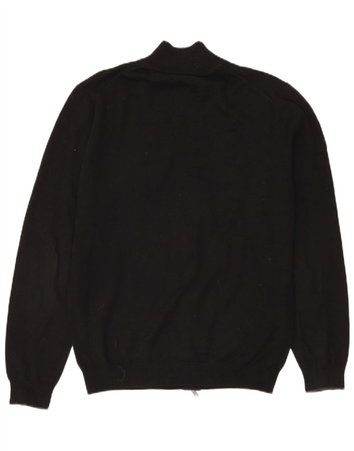 Massimo Dutti Maglione cardigan con zip intera da uomo grande cotone nero