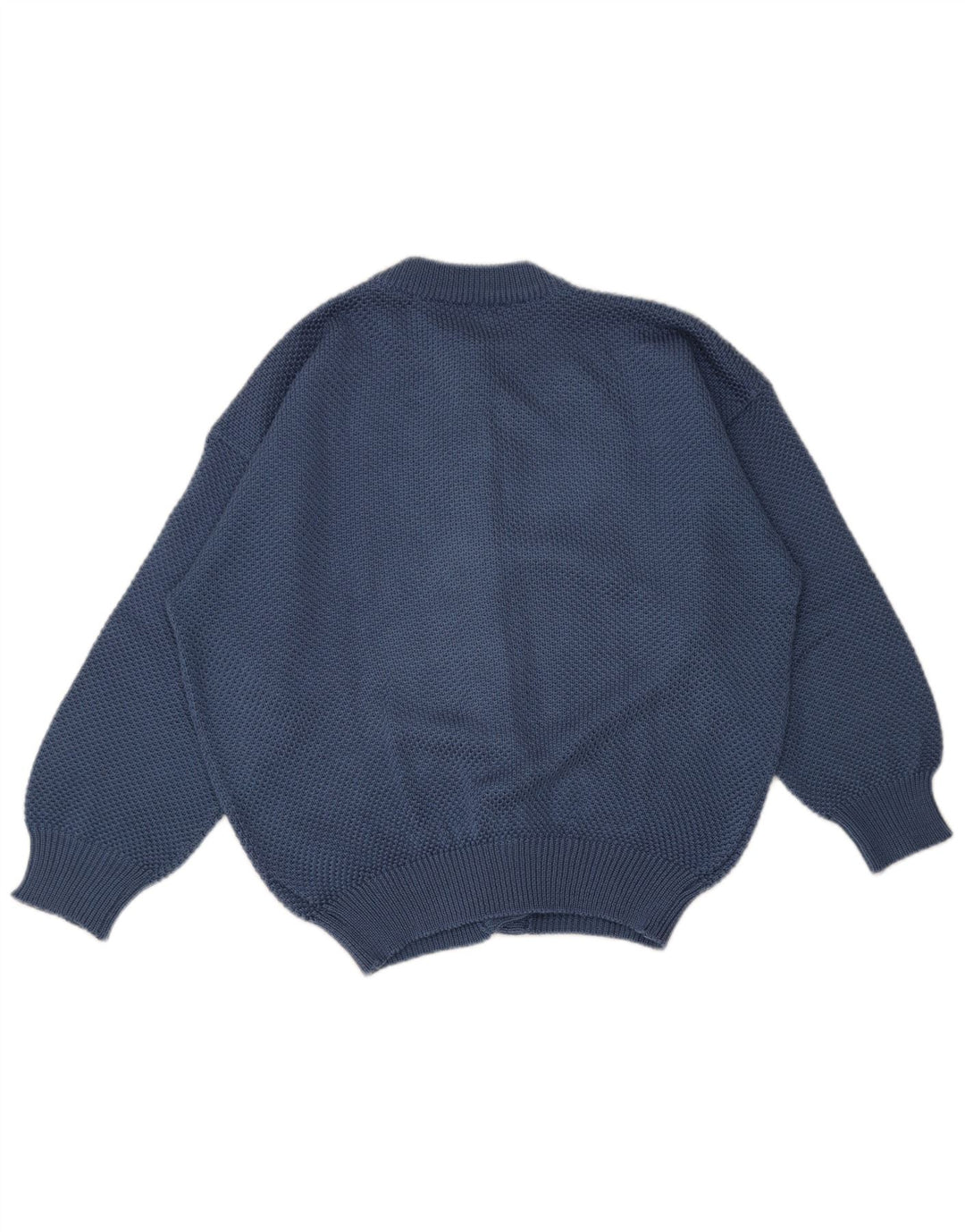 Maglione cardigan da donna vintage IT 46 grande poliestere blu
