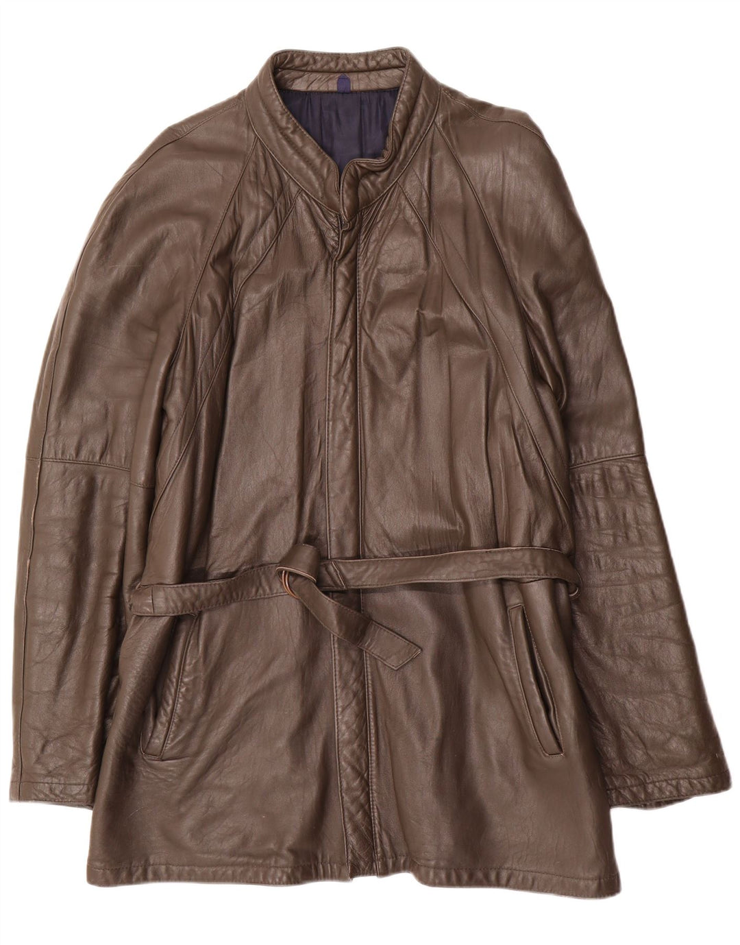 Cappotto in pelle vintage da uomo UK 38 in pelle marrone medio