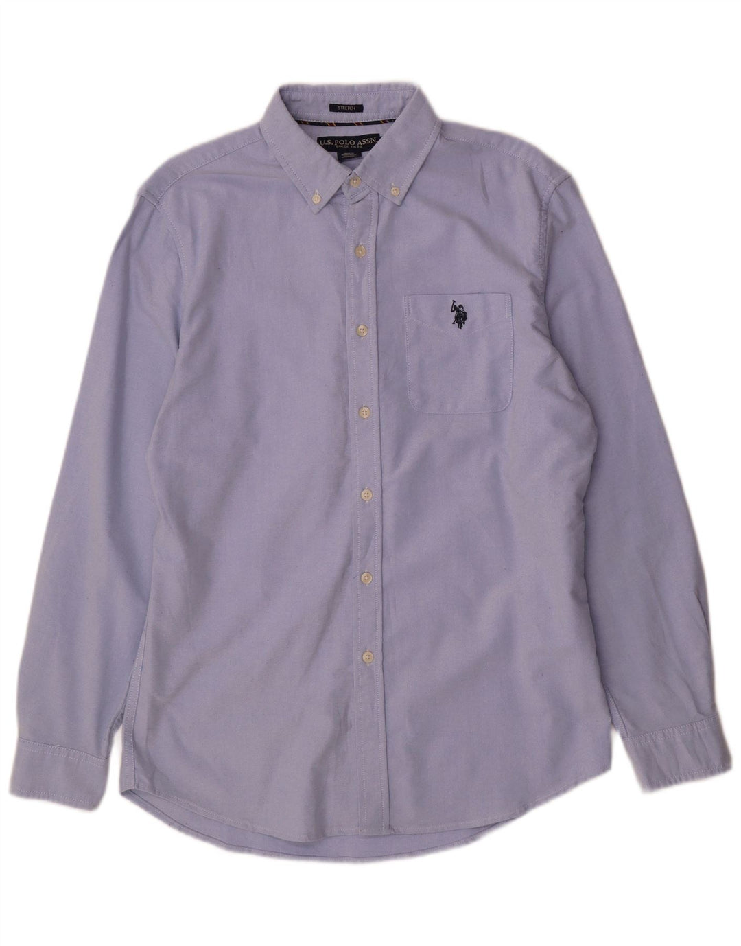 Polo Assn. Camicia da uomo in cotone blu medio