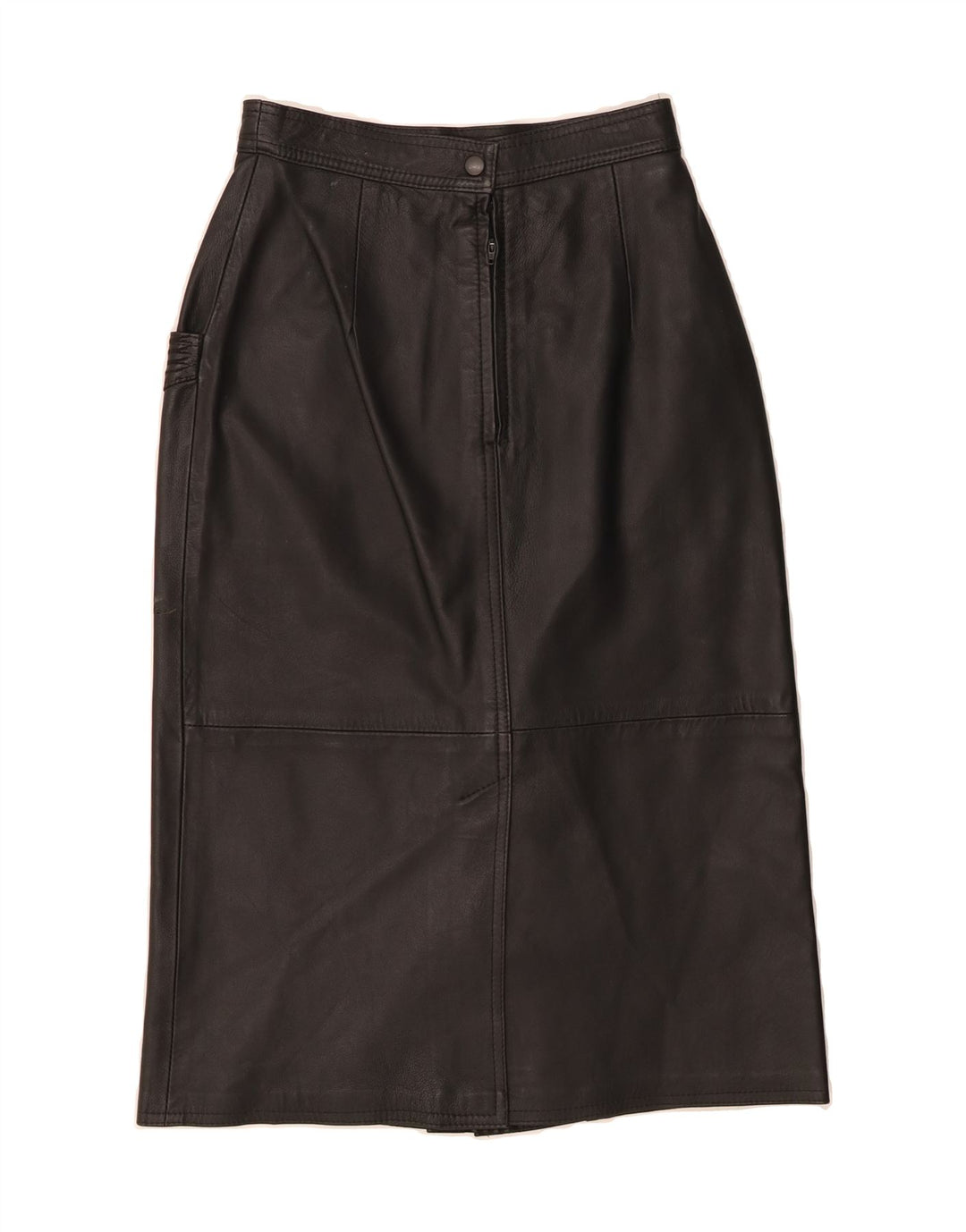 VINTAGE Womens Leather Skirt UK 12 Medium W26  Black Leather Vintage Vintage and Second-Hand Vintage from Messina Hembry 