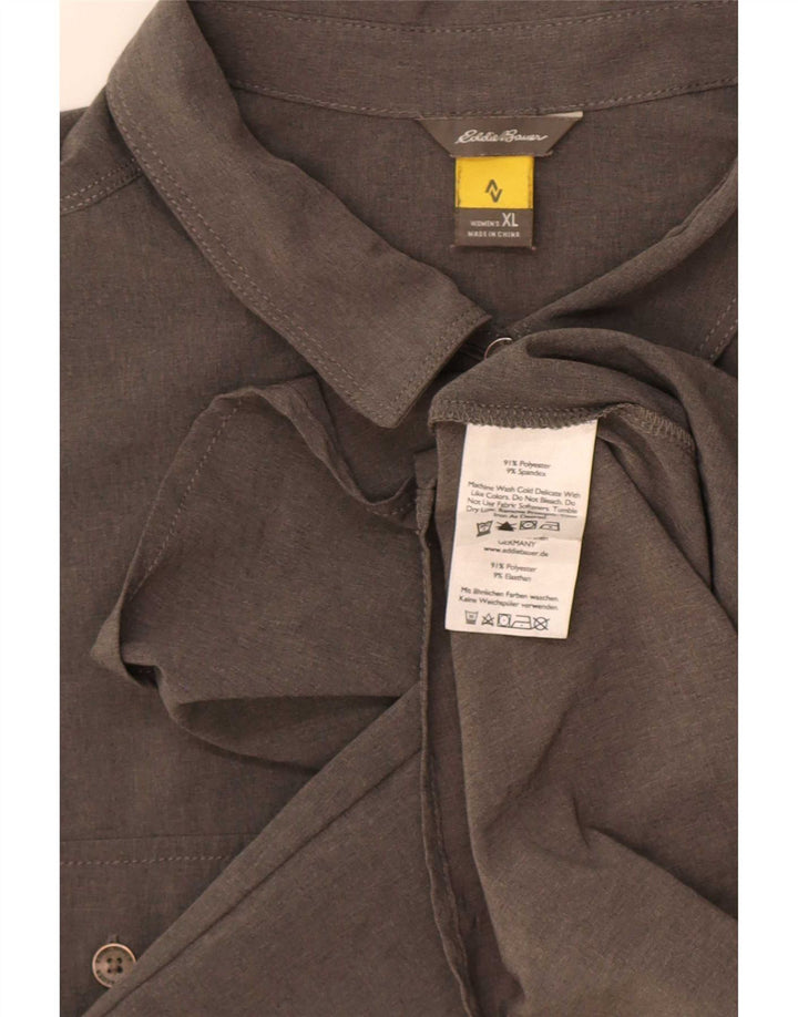 Abito camicia pullover senza maniche da donna Eddie Bauer UK 18 XL poliestere grigio