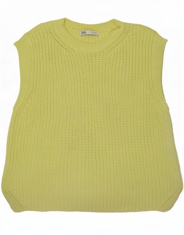 Canotta oversize da donna Zara UK 10 piccola in cotone giallo