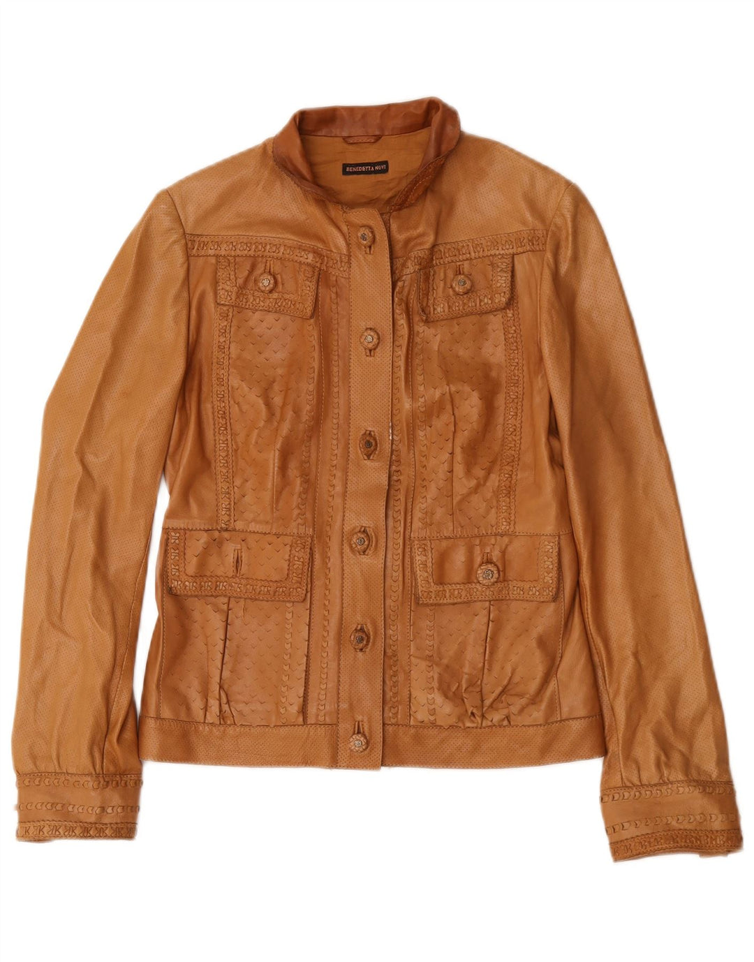Giacca in pelle da donna vintage IT 44 in pelle marrone medio