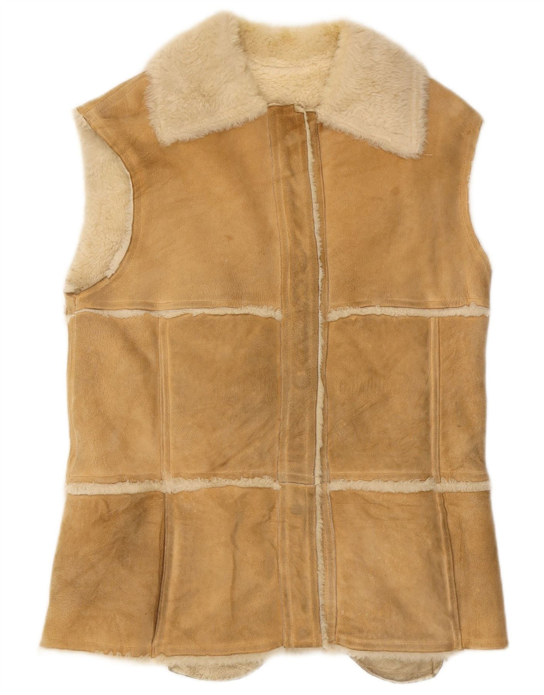 Gilet vintage in shearling da donna IT 44 beige medio
