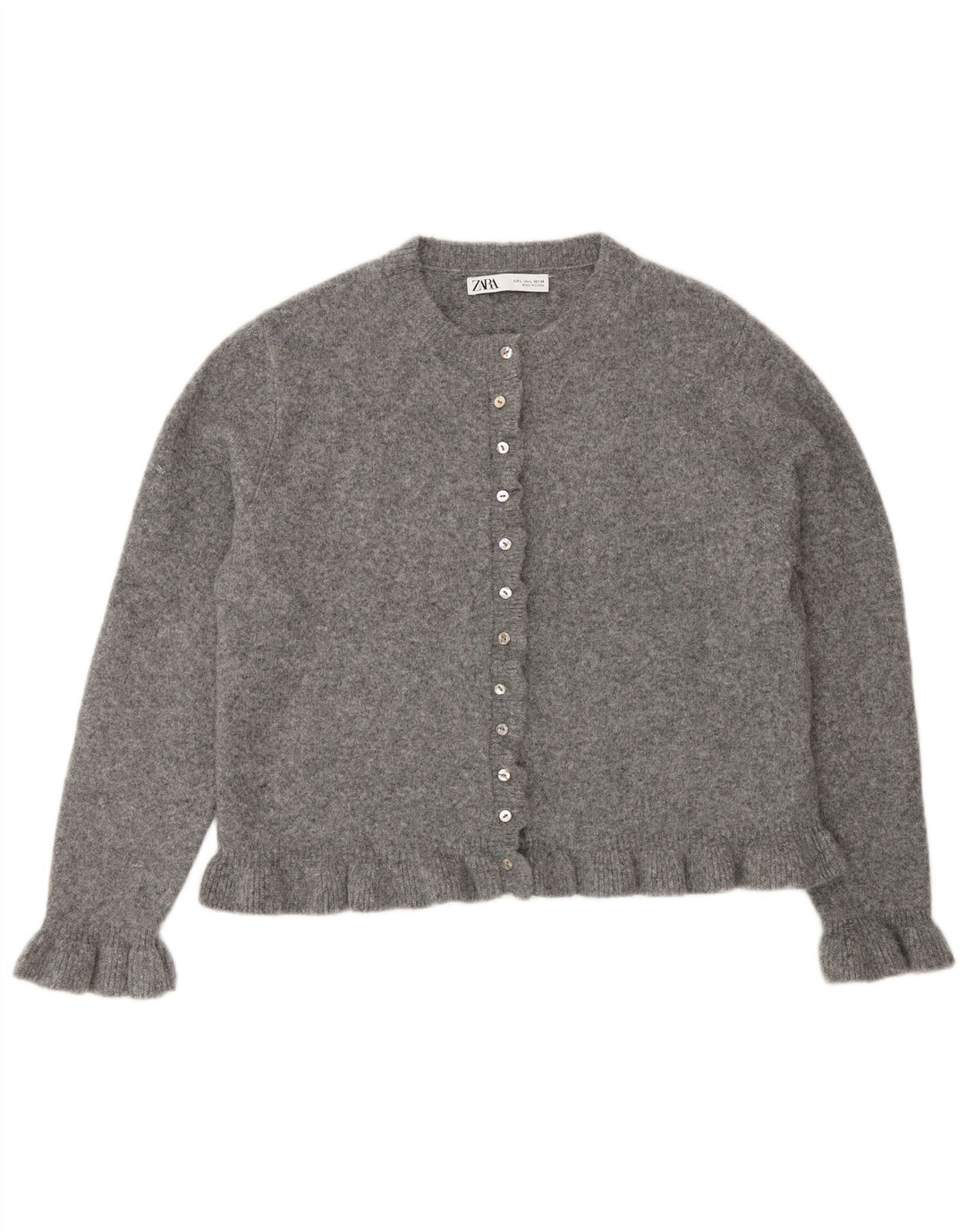 Maglione cardigan da donna Zara UK 16 grande poliestere grigio