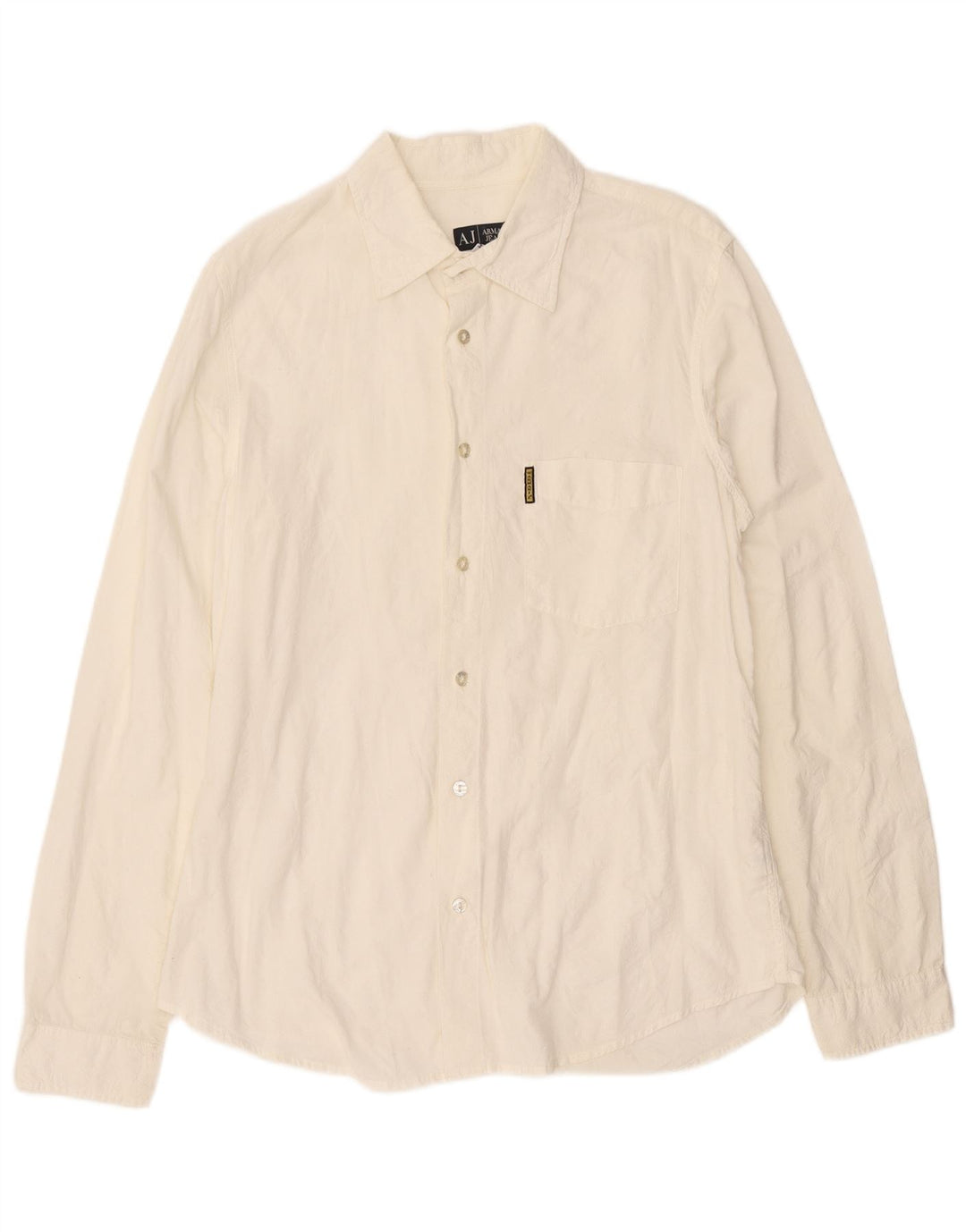 Camicia da uomo Armani Jeans in cotone bianco sporco medio