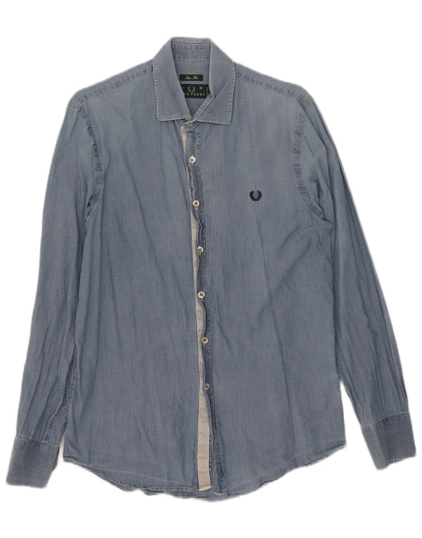 Camicia slim fit da uomo Fred Perry in cotone blu medio