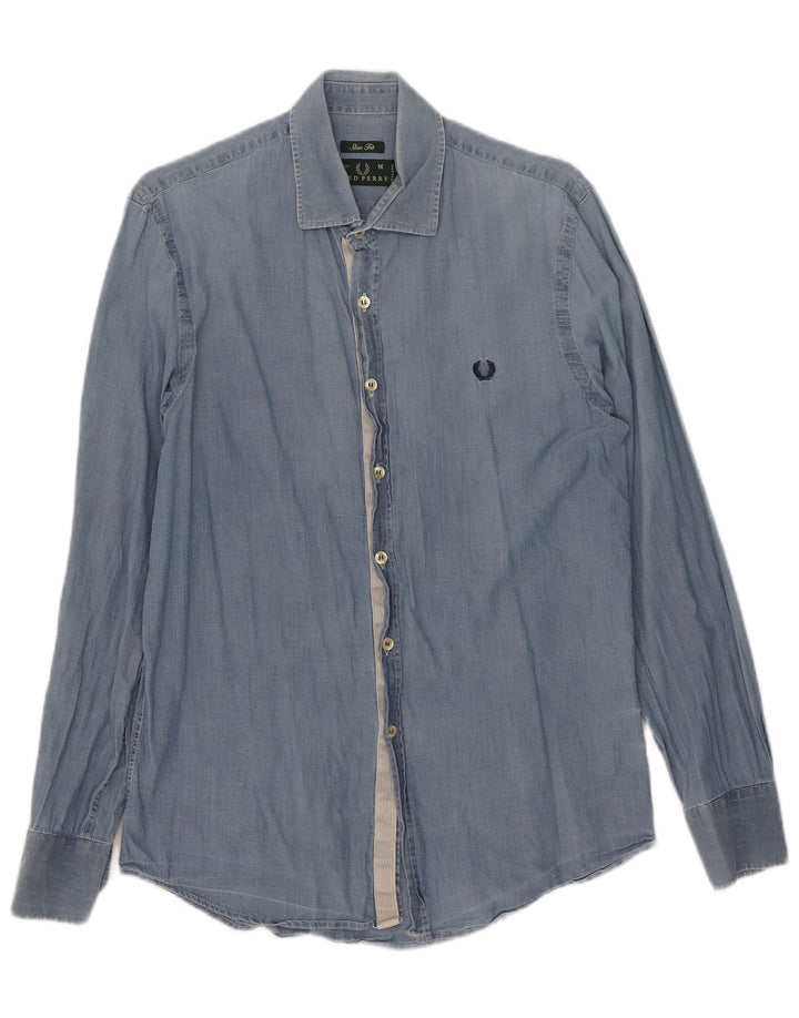 Camicia slim fit da uomo Fred Perry in cotone blu medio