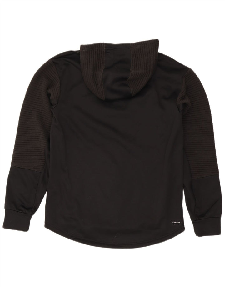 Maglione con cappuccio e zip Adidas Climawarm da uomo, poliestere nero medio