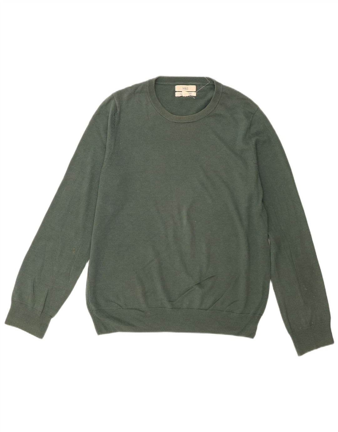 Maglione maglione girocollo da uomo Marks & Spencer piccolo cotone verde