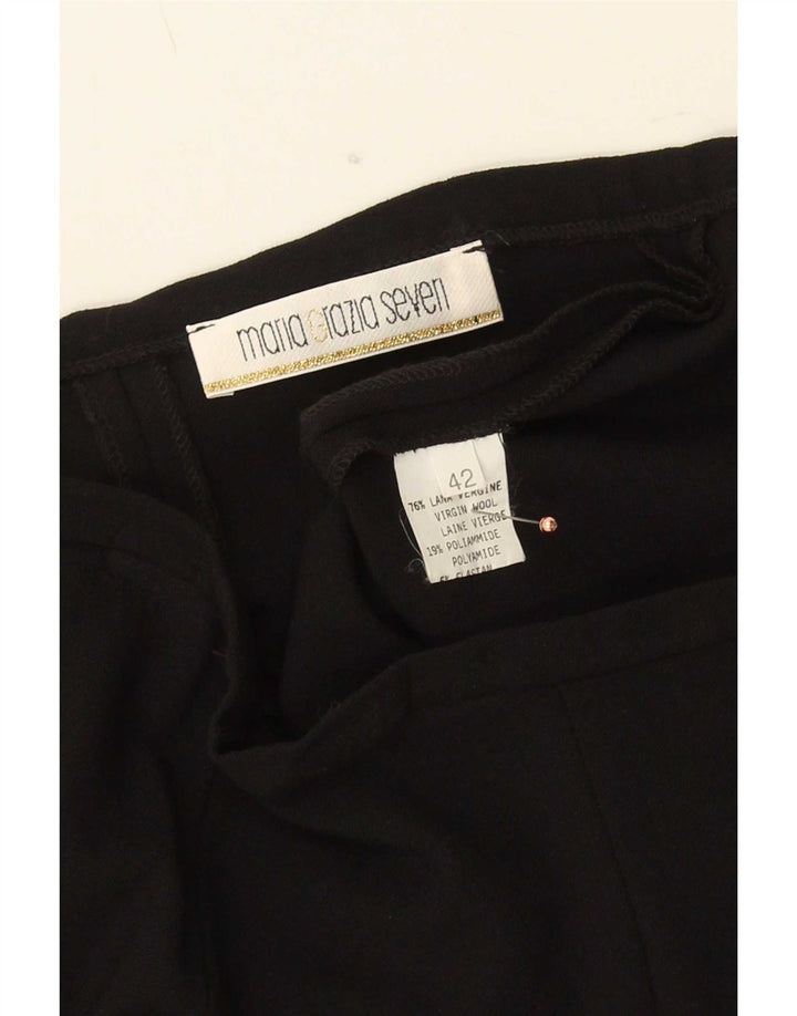 Pantaloni da abito dritti vintage da donna IT 42 medi W28 L32 lana nera