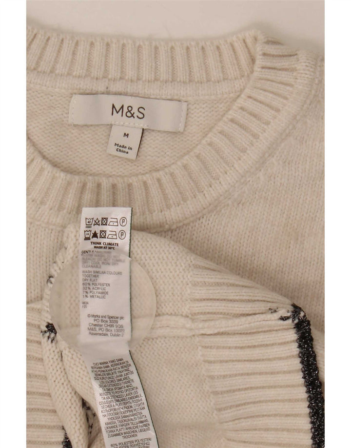 Maglione maglione girocollo da donna Marks & Spencer UK 14 medio bianco sporco
