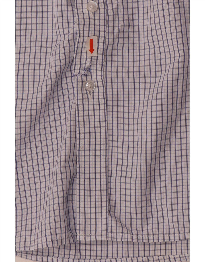 Camicia Chaps da uomo vestibilità regolare taglia 16 16,5 grande viscosa a quadretti blu