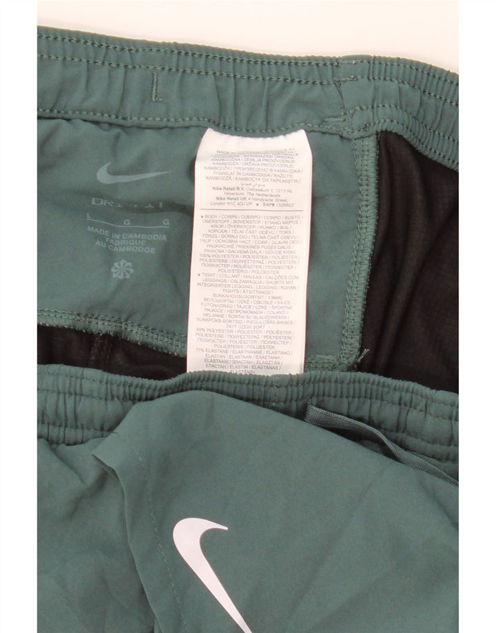 Pantaloncini sportivi Nike Dri Fit da uomo, grandi, in poliestere color block verde