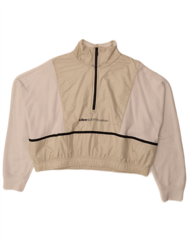 Felpa con grafica corta Nike da donna UK 16 Large White Colourblock