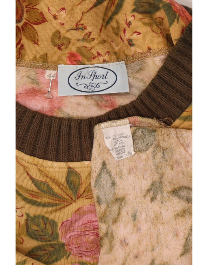 Felpa da donna vintage IT 44 Cotone floreale giallo medio