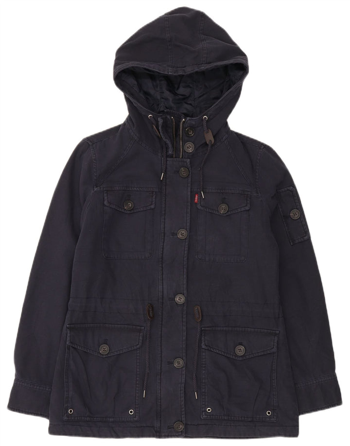 Giacca utility con cappuccio da donna Levi's UK 14 cotone blu navy medio