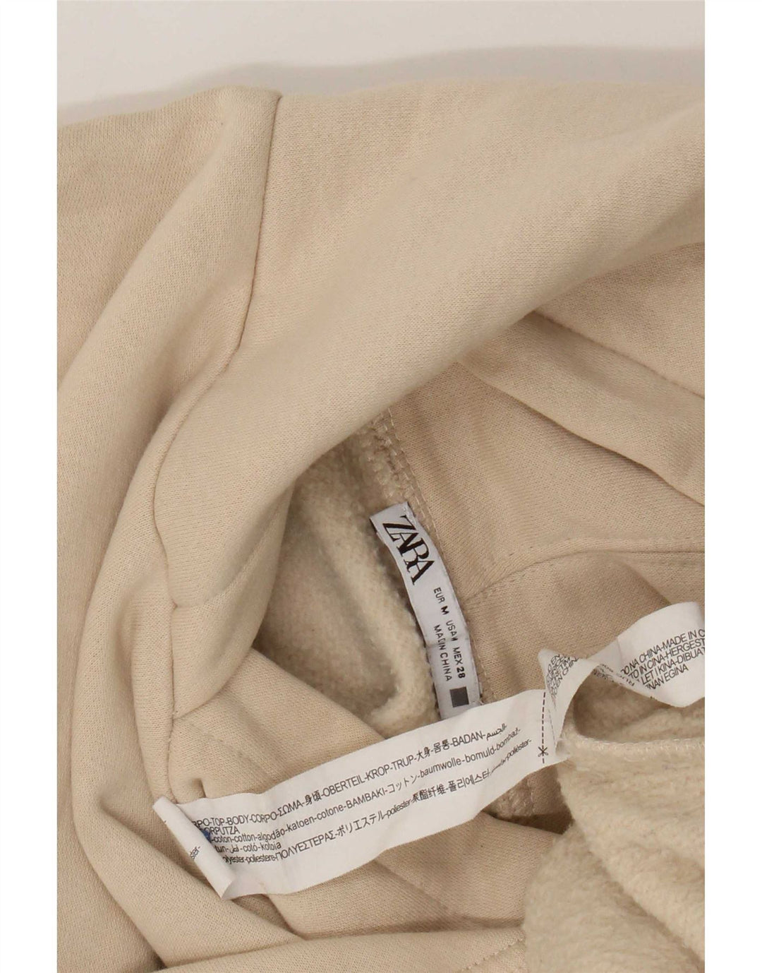 Maglione oversize con cappuccio da donna Zara UK 14 Cotone beige medio