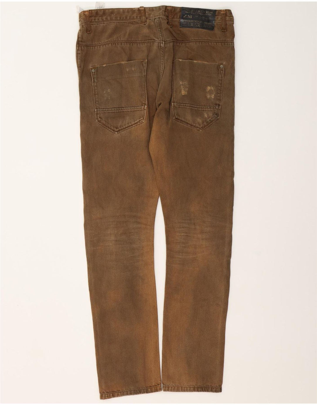 Jeans slim invecchiati ZARA da uomo EU 42 Large W32 L30 cotone marrone