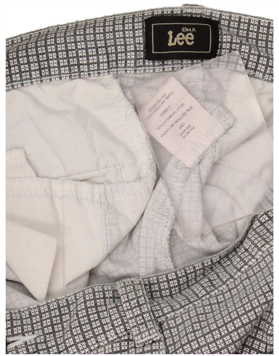 Pantaloni capri da donna a vita alta LEE US 12 Large W30 L19 cotone a quadri grigi