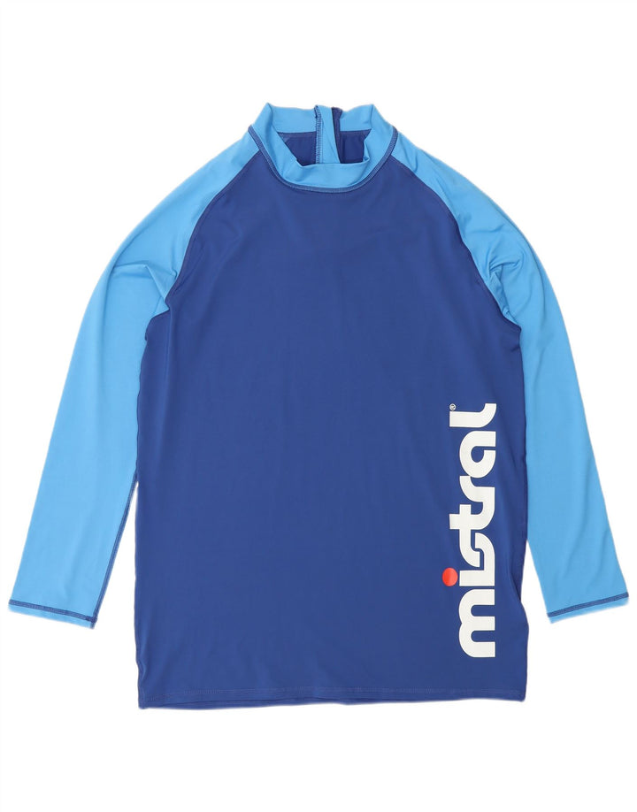 Top grafico da uomo Mistral manica lunga XL blu poliestere color block