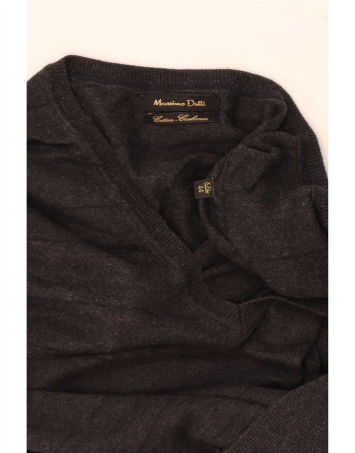 Massimo Dutti Maglione da uomo con scollo a V 2XL a righe nere