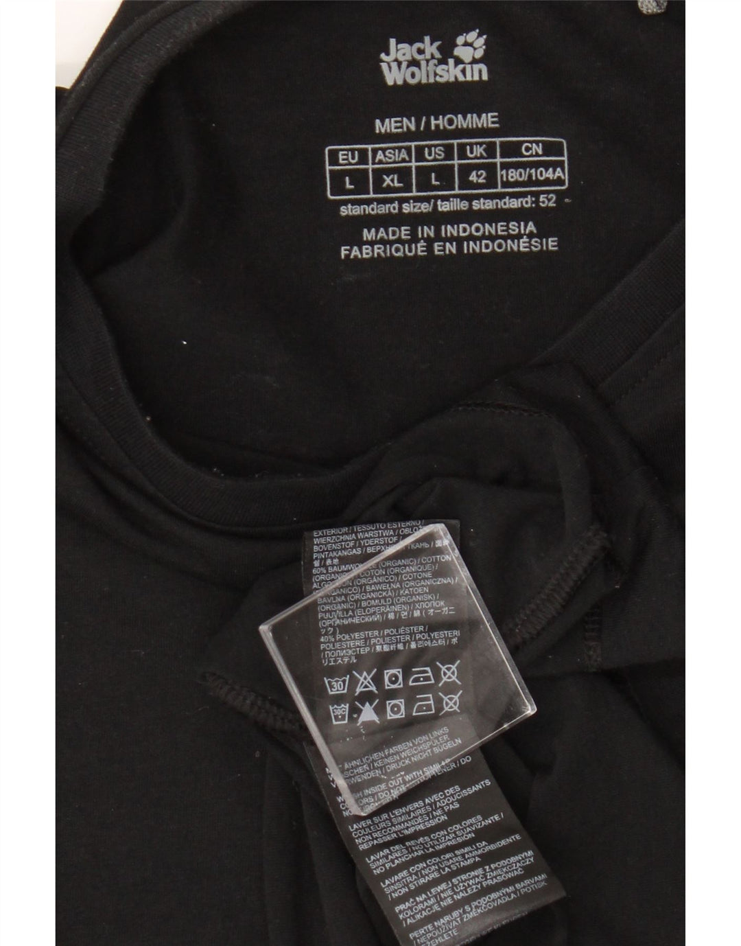 T-shirt da uomo Jack Wolfskin Top grande in cotone nero