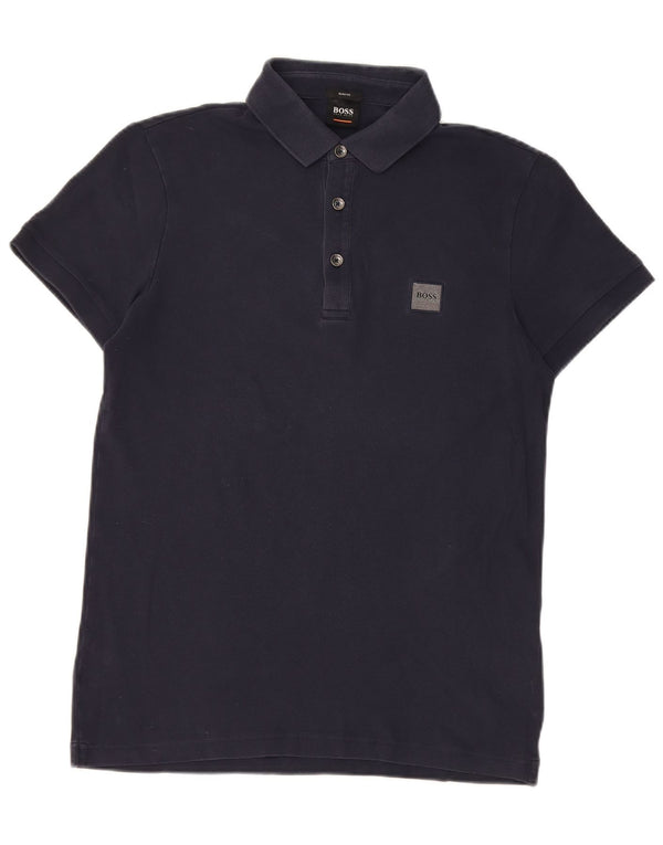 Polo slim fit da uomo Hugo Boss piccola in cotone blu navy