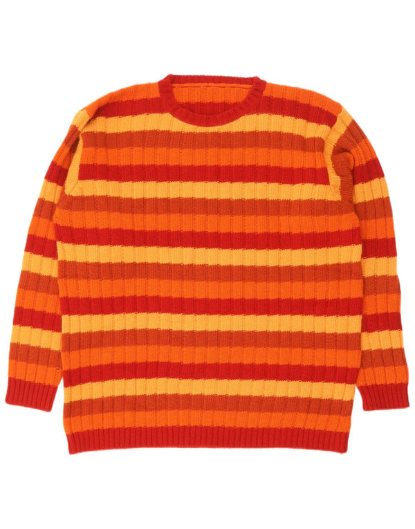 Maglione vintage da uomo girocollo taglia 52 a righe grandi multicolori