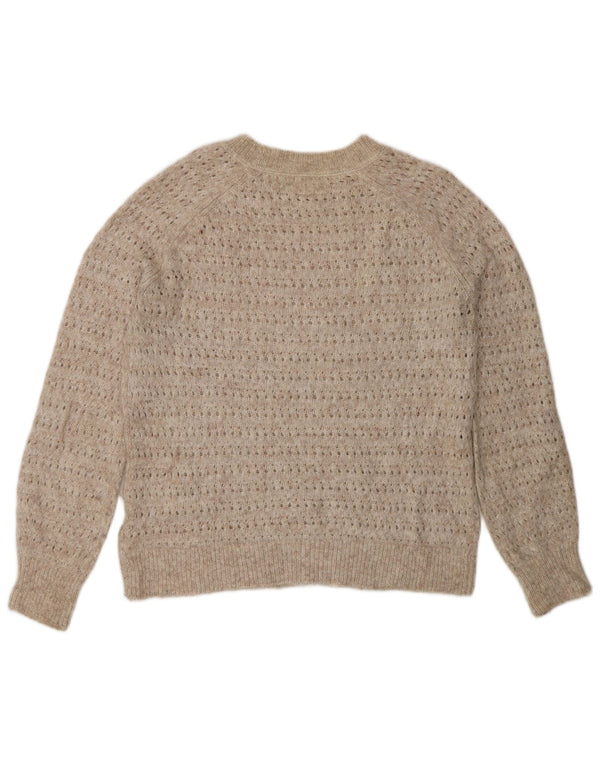 Maglione maglione oversize con scollo a barca da donna Fat Face UK 8 piccolo nylon beige