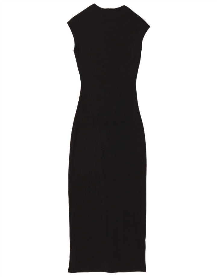 Abito lungo senza maniche ZARA da donna UK 10 piccolo nero in poliammide