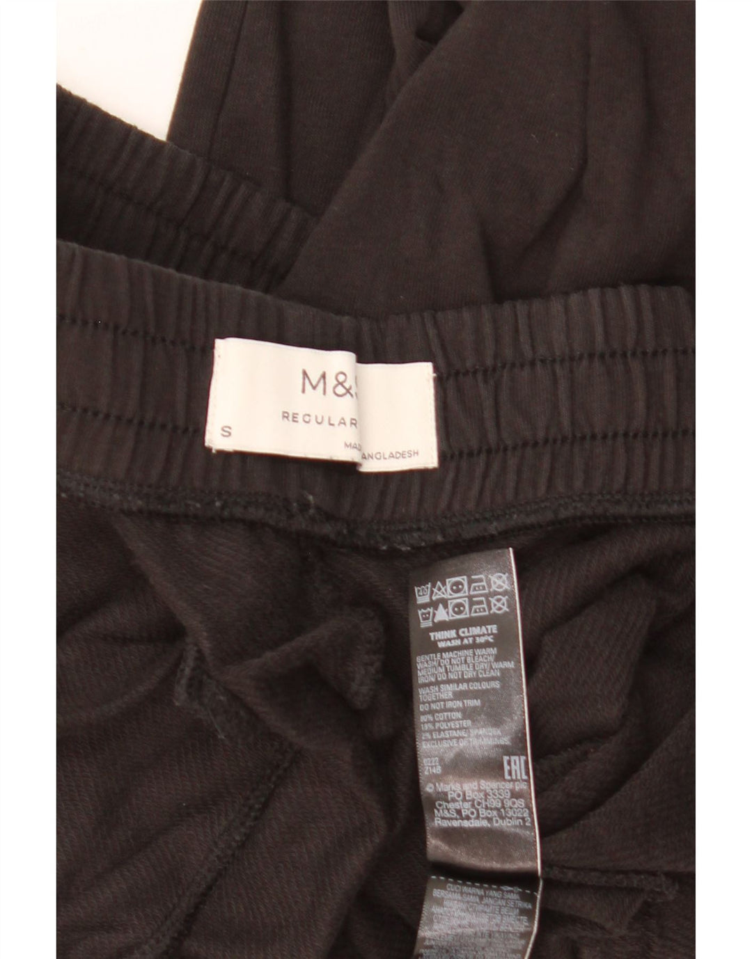 Pantaloni da tuta regolari da donna Marks & Spencer UK 8 piccoli in cotone nero