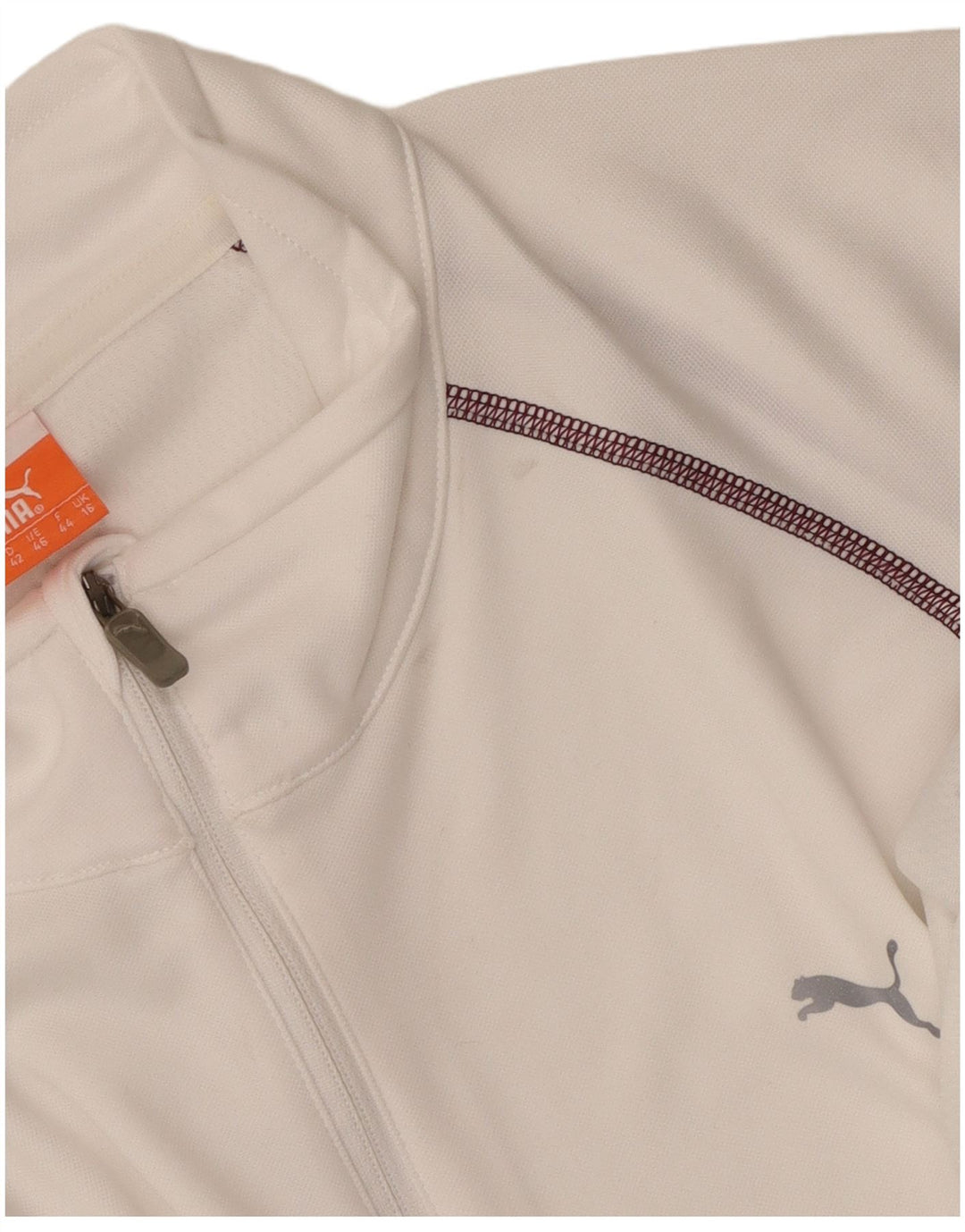 Puma Maglia da tuta pullover con zip e collo da donna UK 16 Large Bianco Poliestere