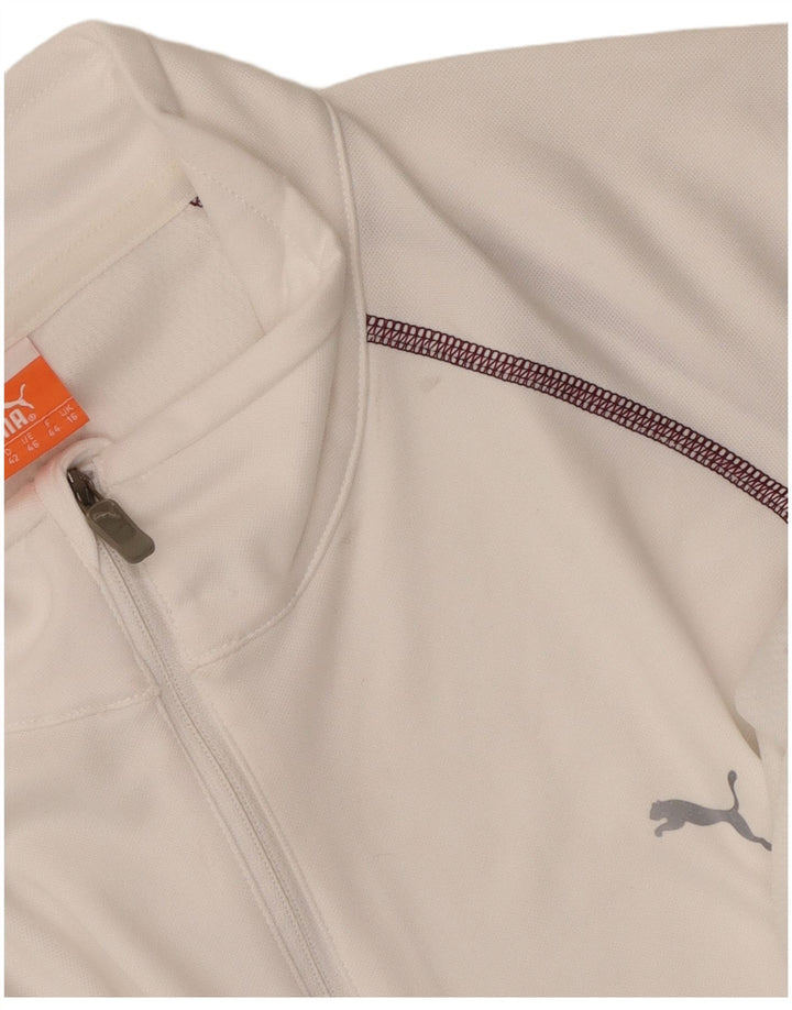 Puma Maglia da tuta pullover con zip e collo da donna UK 16 Large Bianco Poliestere