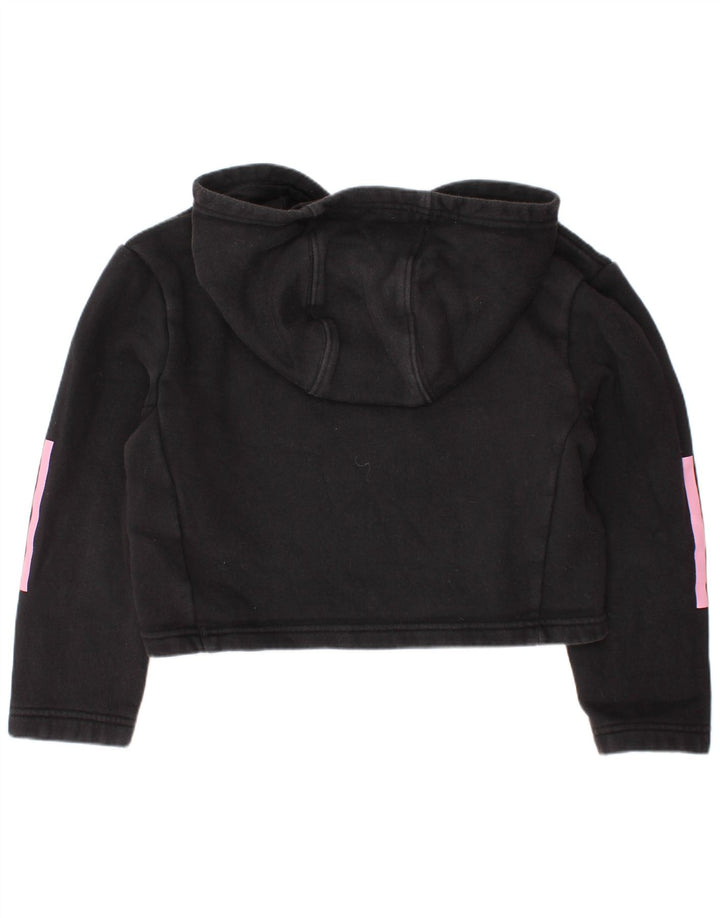 Maglione corto con cappuccio ADIDAS per ragazze 7-8 anni in cotone nero