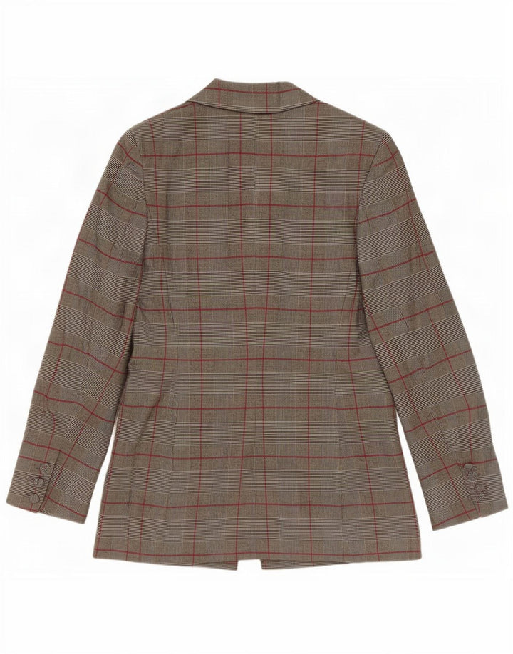Giacca blazer da donna a 1 bottone Zara UK 12 Poliestere a quadri grigio medio