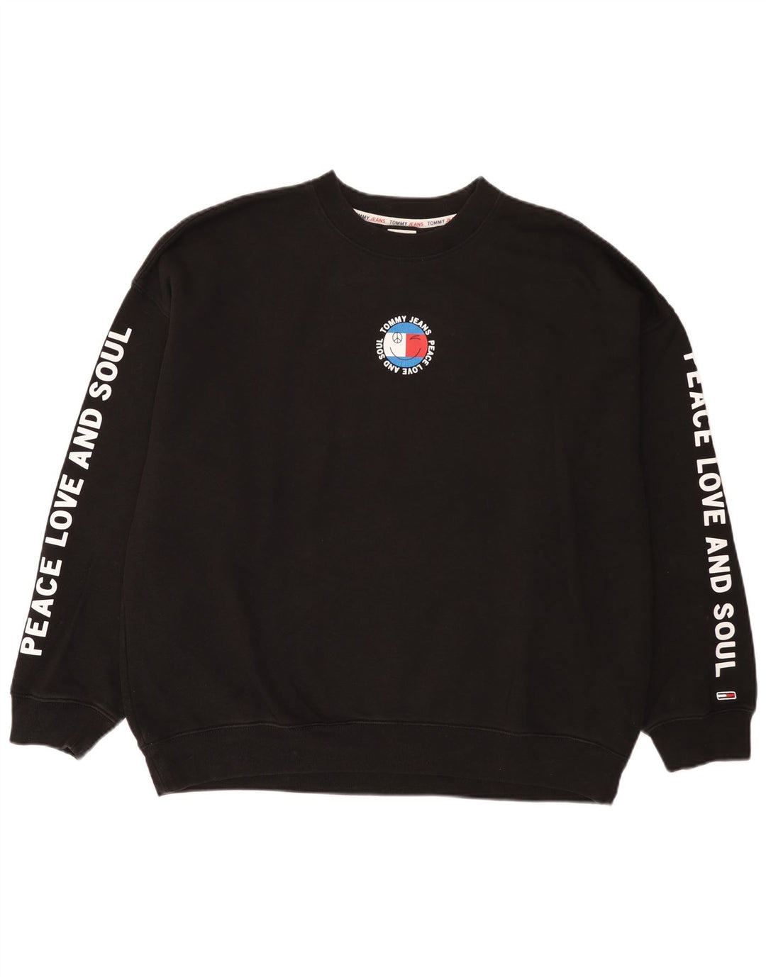 Tommy Hilfiger Felpa grafica da uomo Maglione grande cotone nero