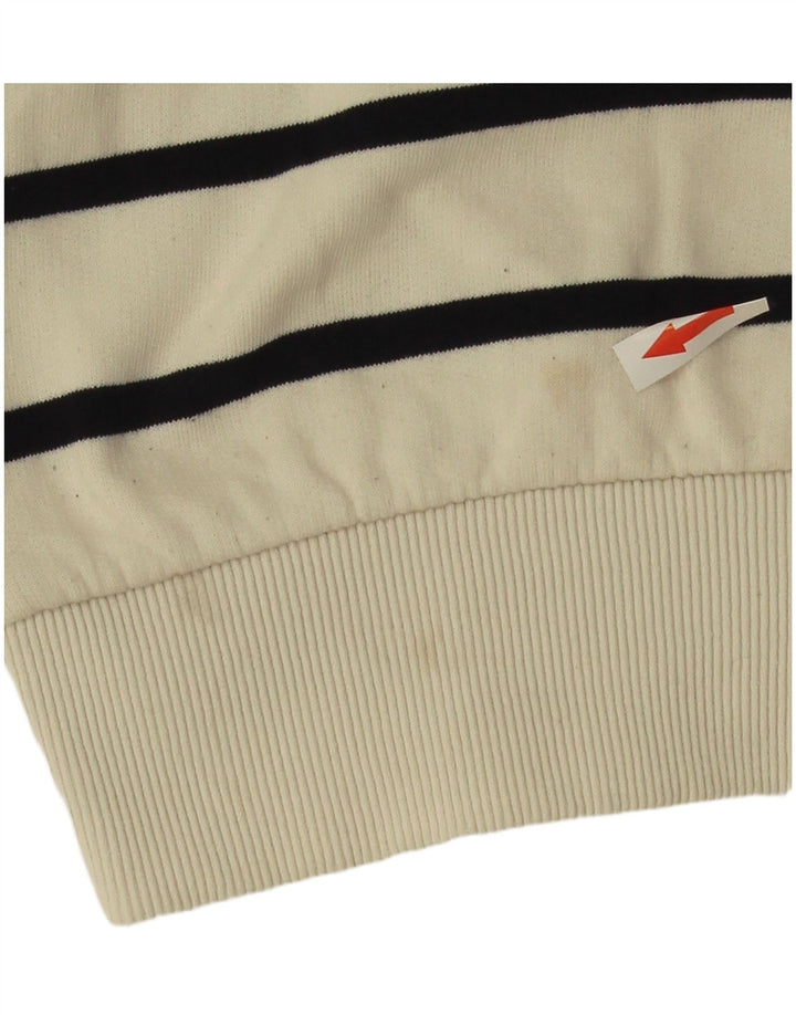 Felpa corta da donna Zara, maglione UK 14, cotone a righe bianche medie