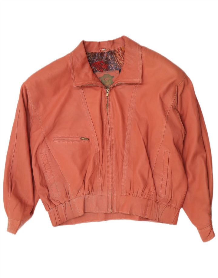 Giacca in pelle oversize da donna vintage EU 40 in pelle rosa medio
